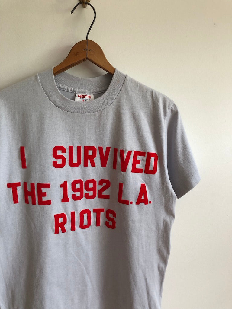 90's I Survived the 1992 L.A. Riots Flocked T-Shirt