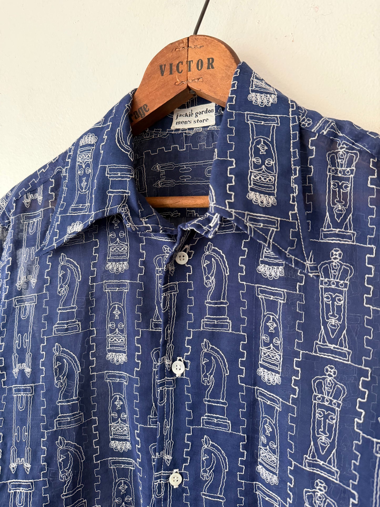 70's Jackie Gordon Chess Embroidered Shirt