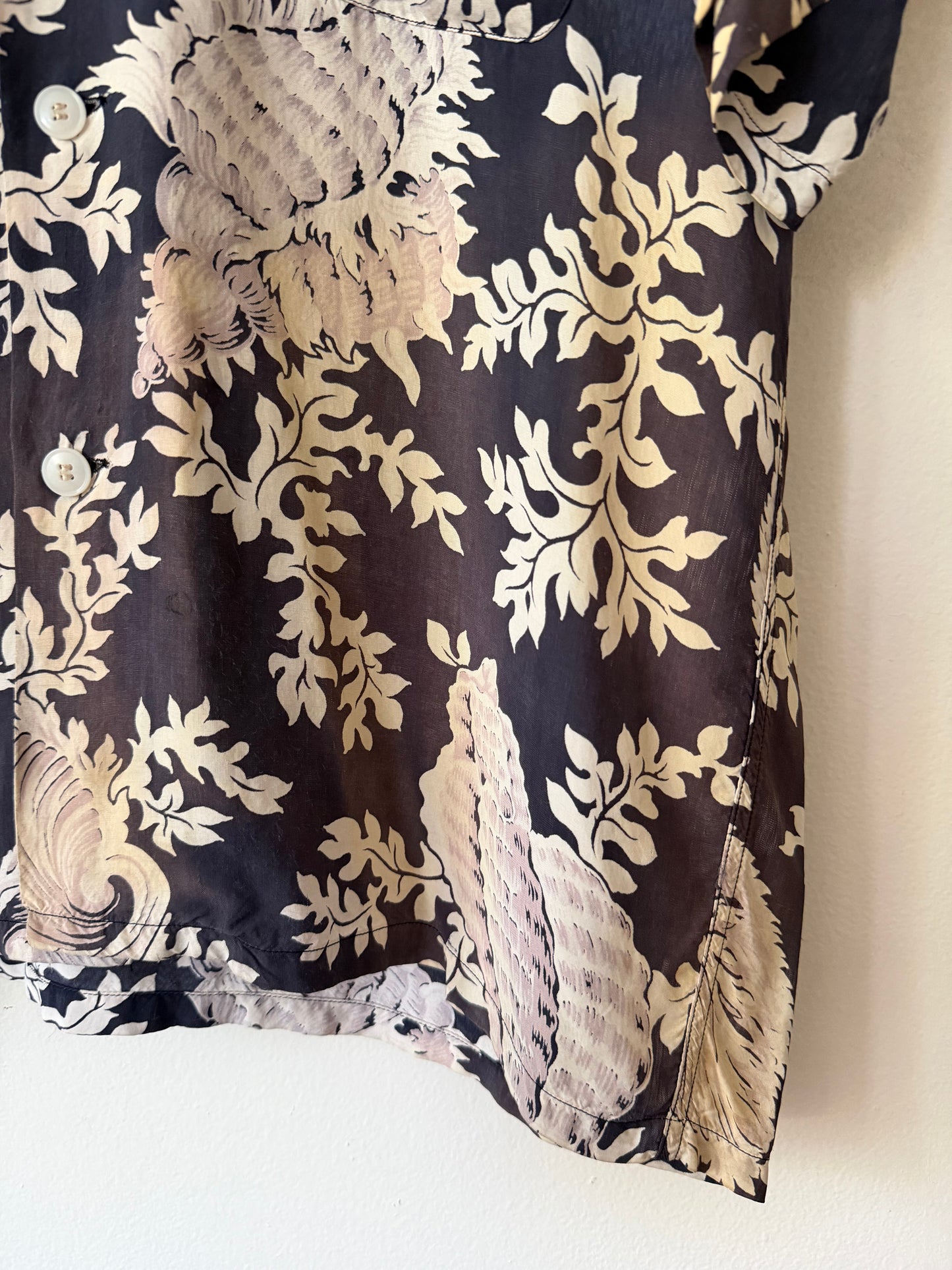 50's Rem-Brint Floral Seashell Rayon Shirt