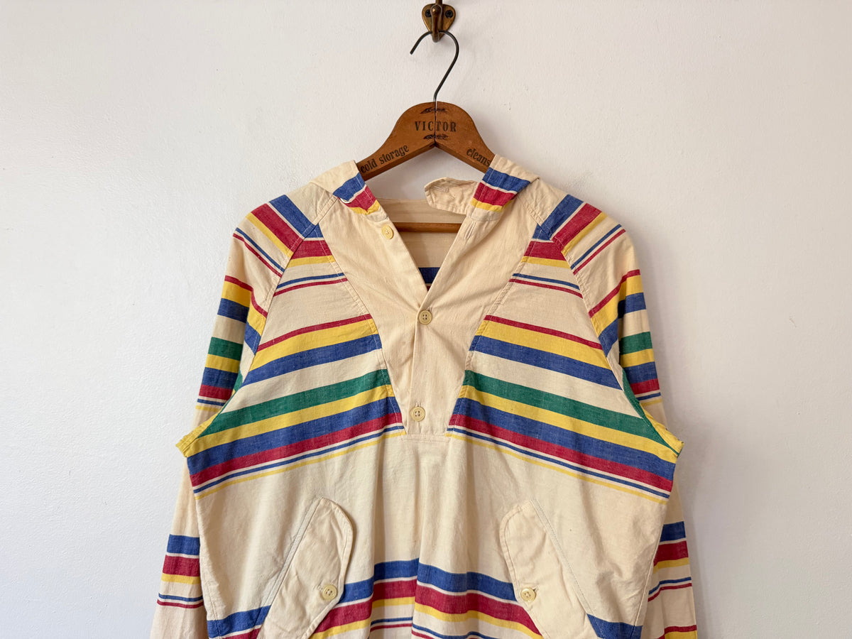 70's Striped Hooded Smock Jacket
