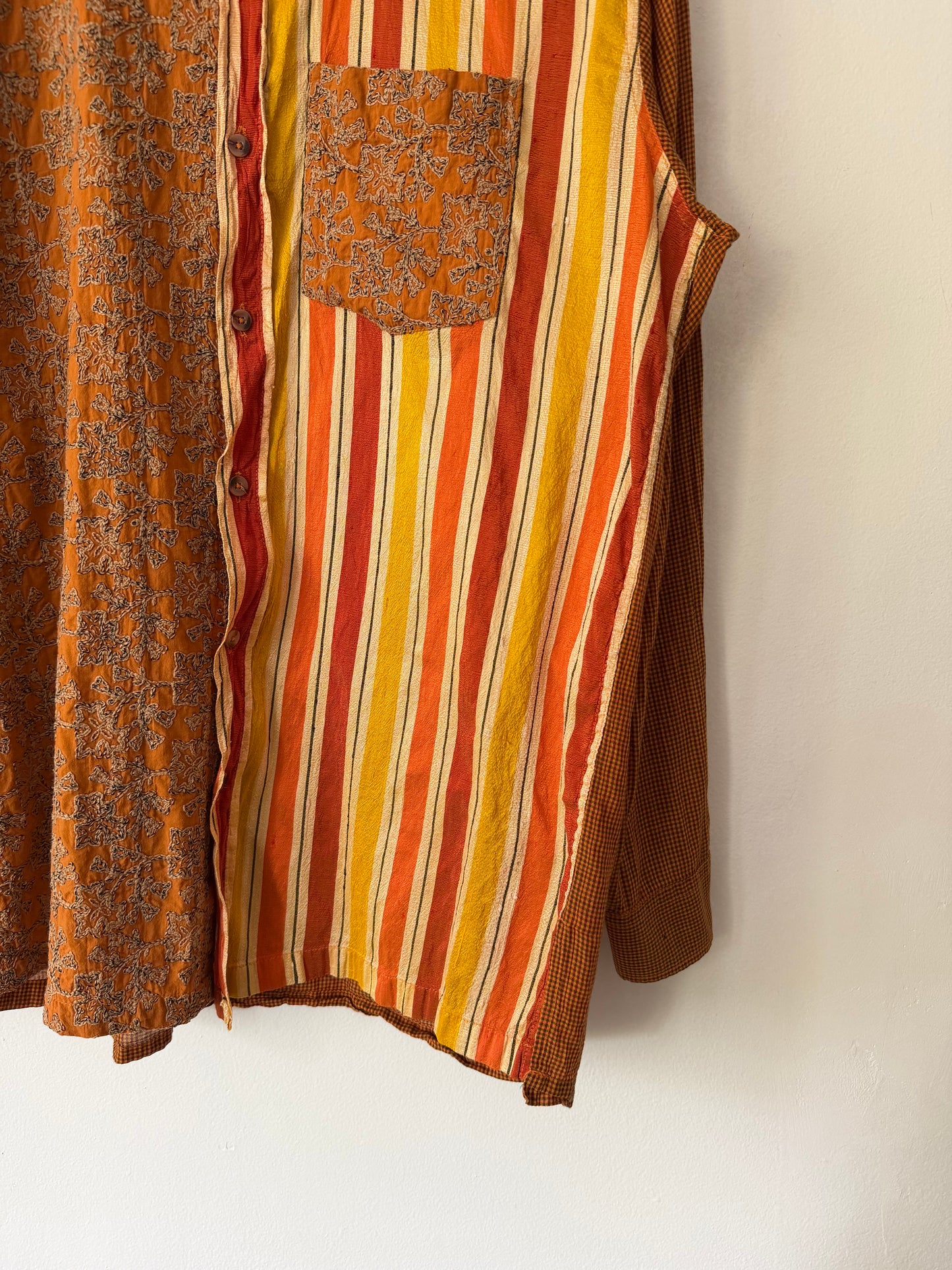 80's Scrap Pattern Paneled Shirt