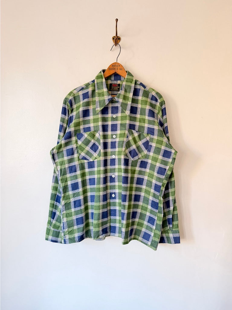 70's B.V.D. Brand Cotton Plaid Lightweight Flannel Shirt