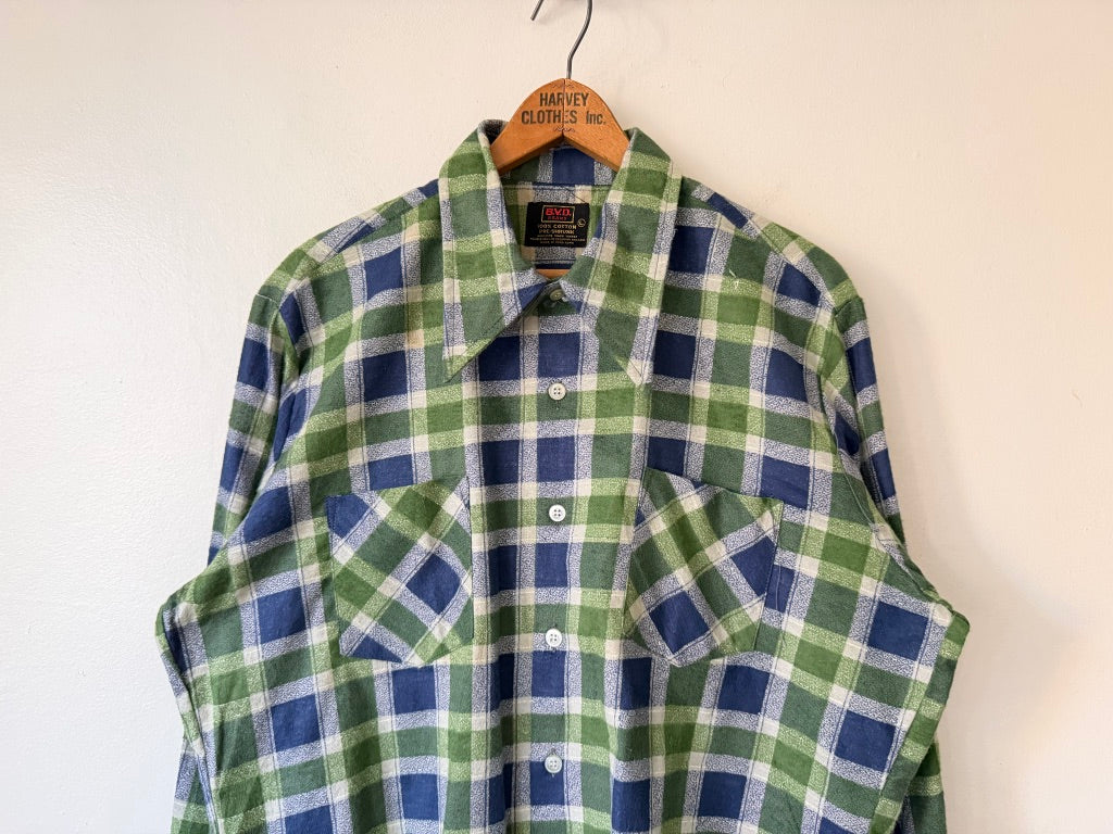 70's B.V.D. Brand Cotton Plaid Lightweight Flannel Shirt