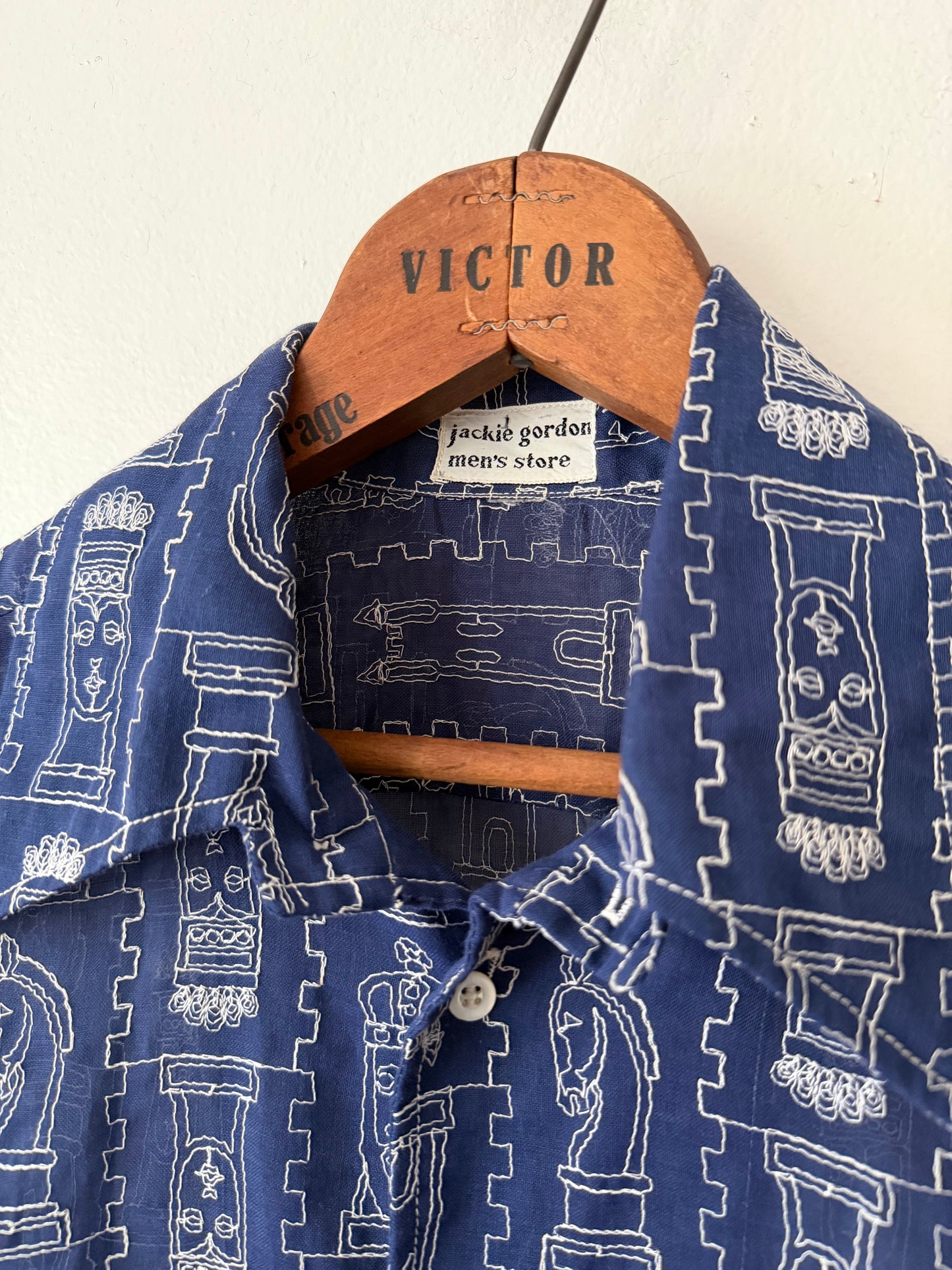70's Jackie Gordon Chess Embroidered Shirt