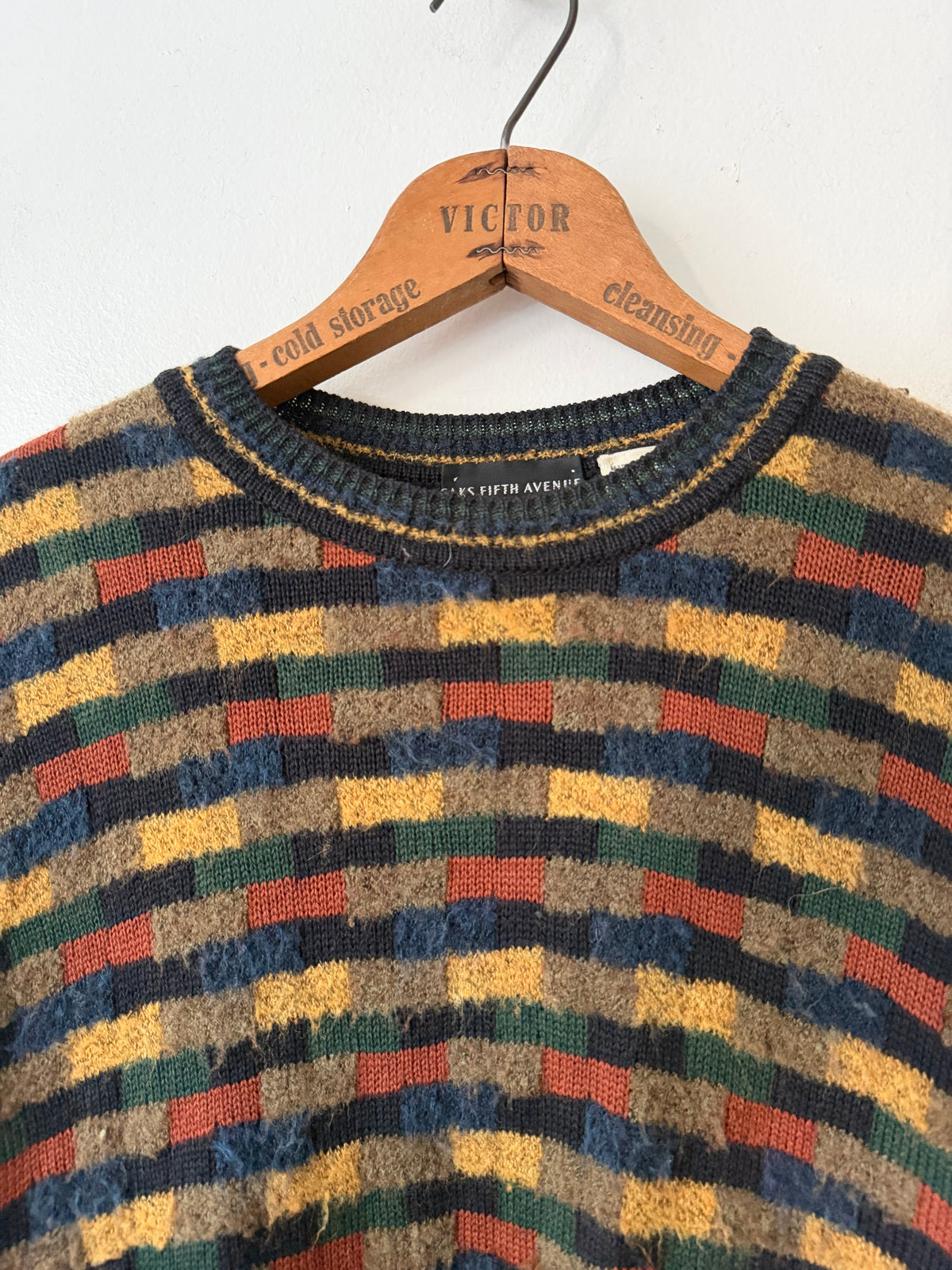 80's Saks Fifth Avenue Wool Geometric Sweater