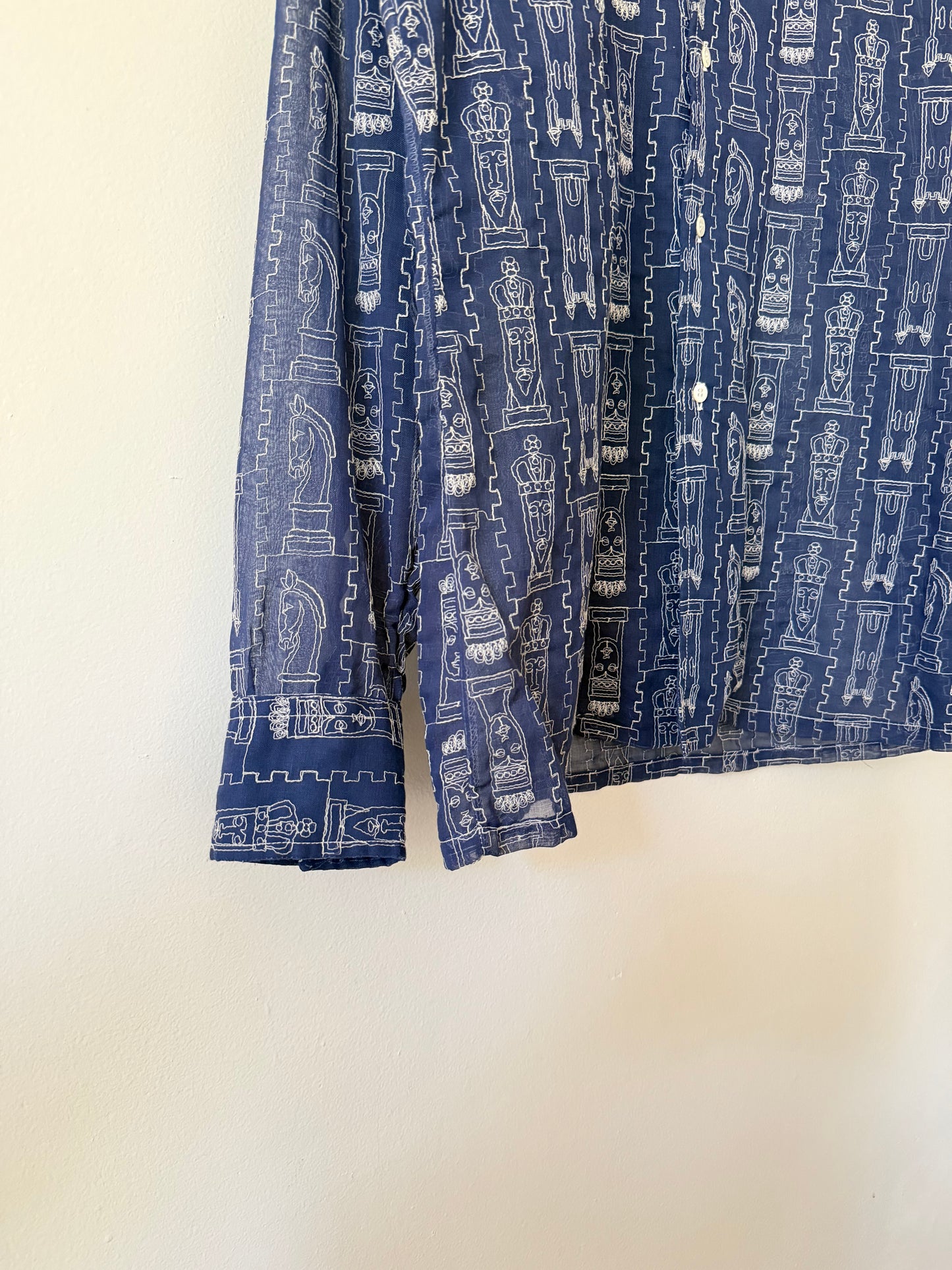 70's Jackie Gordon Chess Embroidered Shirt