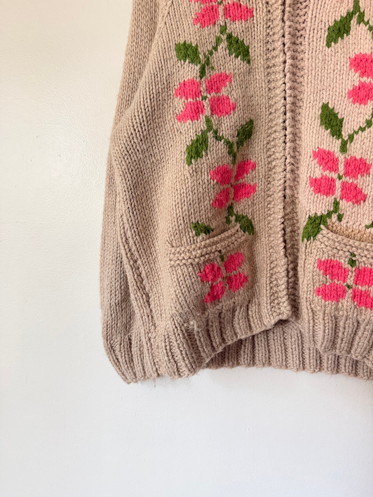 60's Wool Floral Graphic Cowichan Sweater