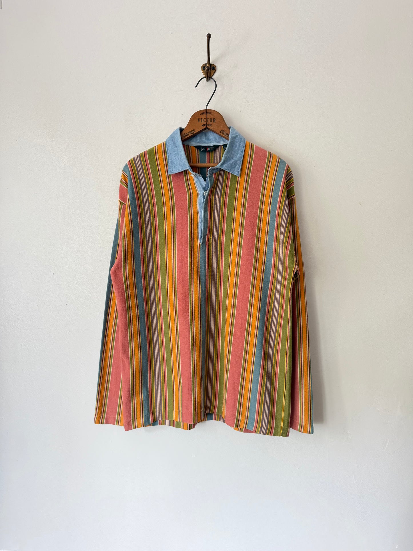 90's J. Crew Colorful Striped L/S Polo