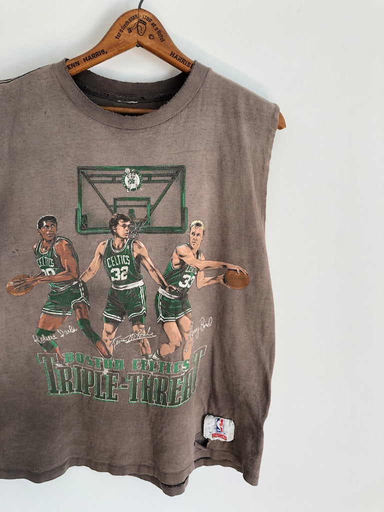 80's Boston Celtics Triple-Threat Chopped Tee