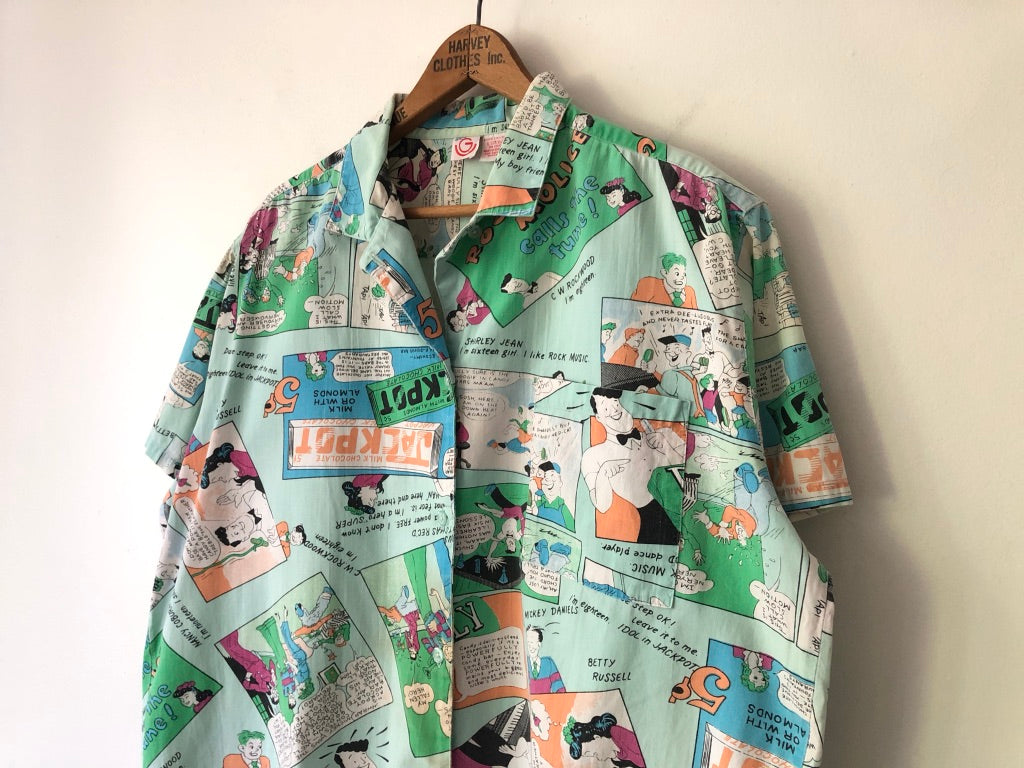 80's Gearing Up Comic Strip Button Up Shirt