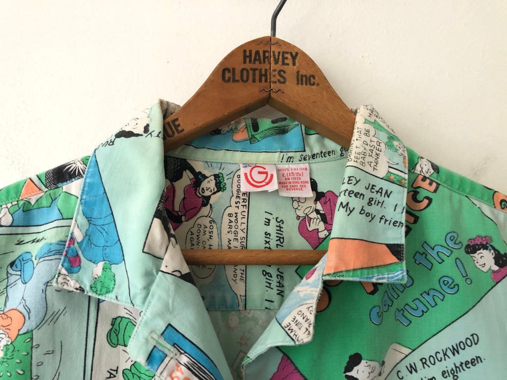 80's Gearing Up Comic Strip Button Up Shirt