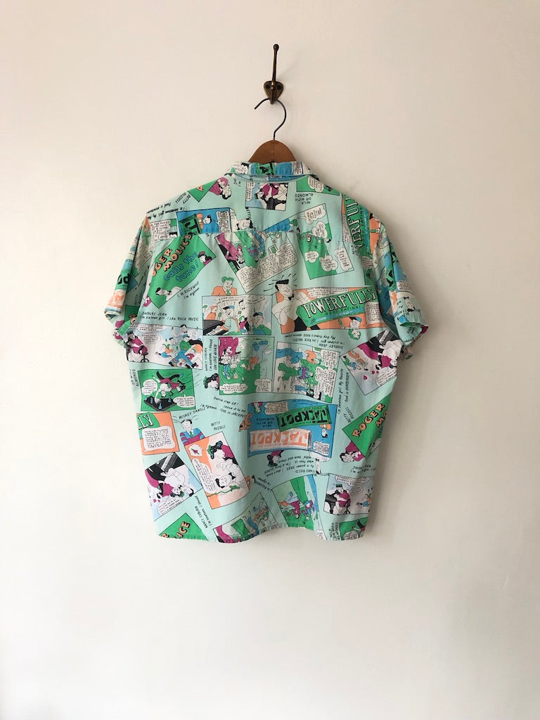 80's Gearing Up Comic Strip Button Up Shirt