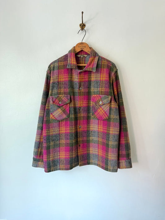 60's Pioneer Wool Plaid Shirt Jacket