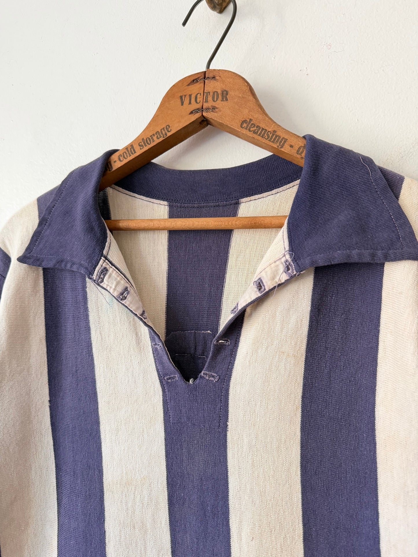 60's #9 Striped Cotton Collared Jersey
