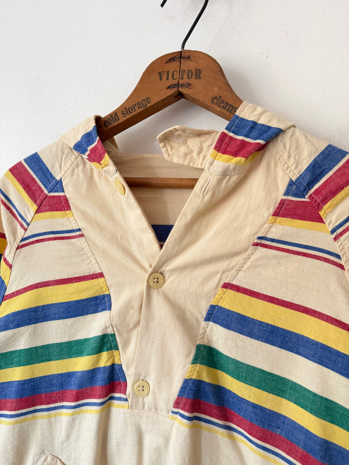 70's Striped Hooded Smock Jacket