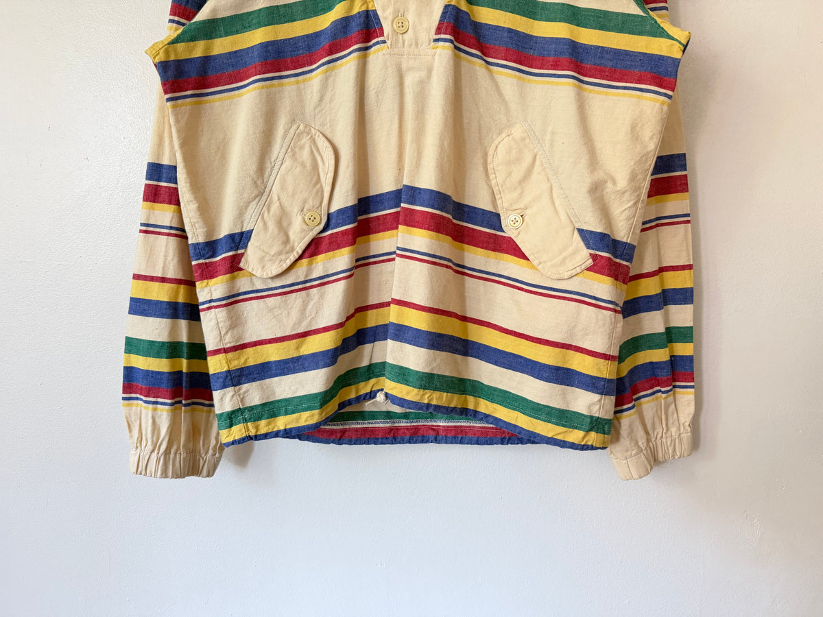 70's Striped Hooded Smock Jacket