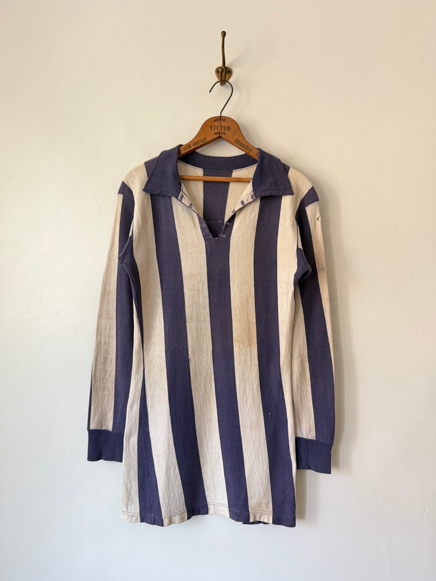 60's #9 Striped Cotton Collared Jersey