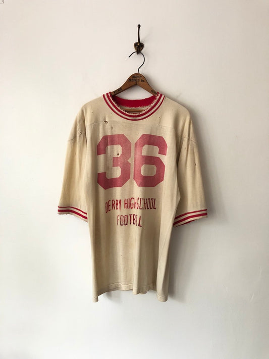 60's Derby High School #36 Distressed Football Jersey