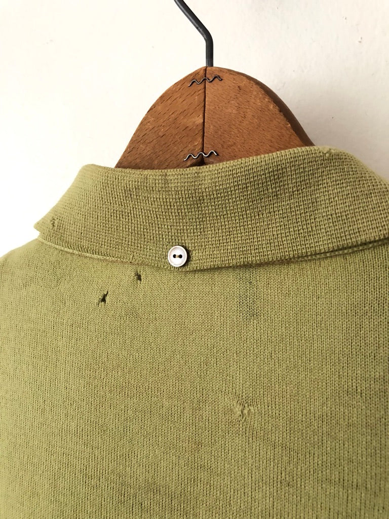 70's Wool Geometric Distressed Button Up Polo