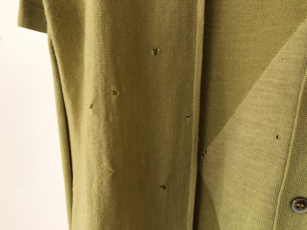 70's Wool Geometric Distressed Button Up Polo