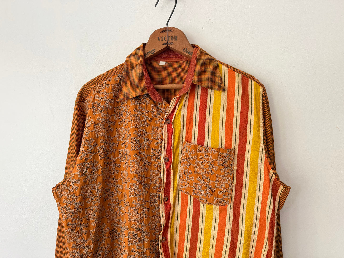 80's Scrap Pattern Paneled Shirt