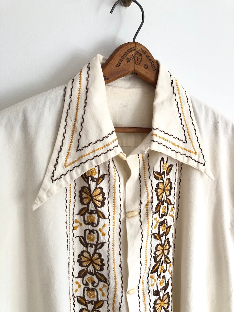 70's Embroidered Floral Shirt