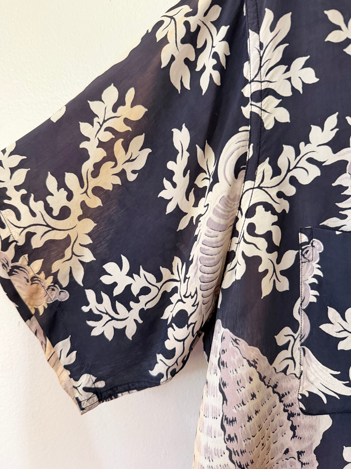 50's Rem-Brint Floral Seashell Rayon Shirt