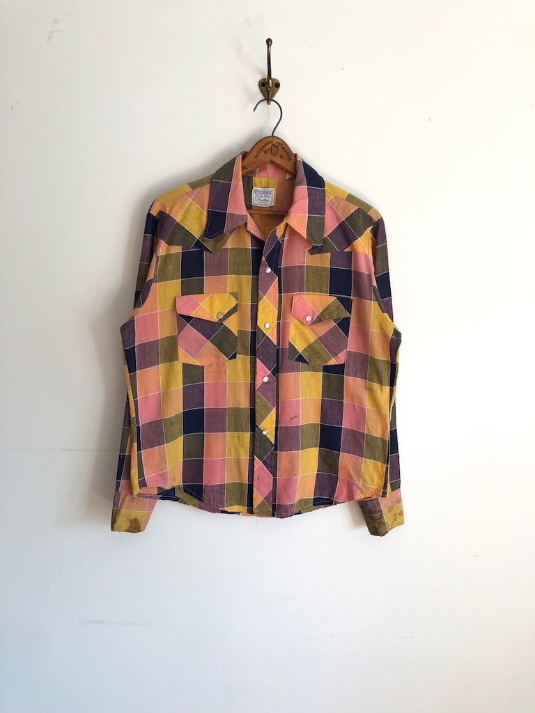 70's Westerner by Fleetline Bright Checkered Shirt