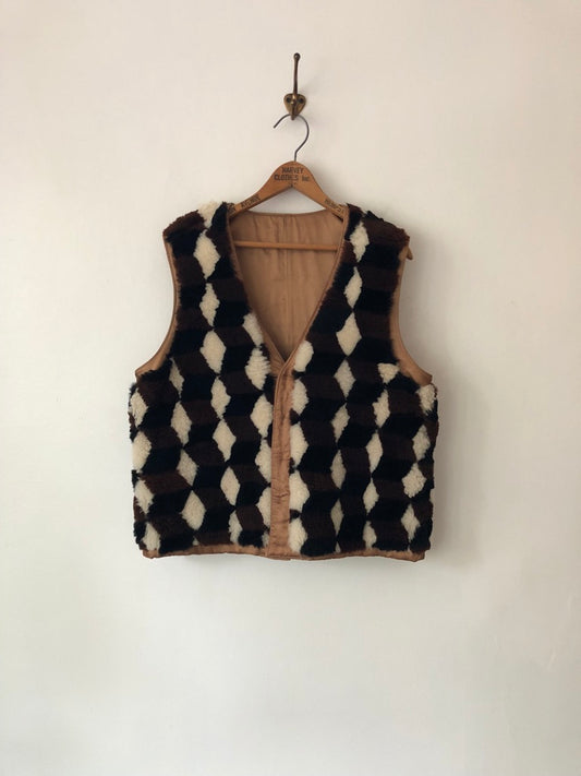 60's Geometric Sherpa Reversible Vest