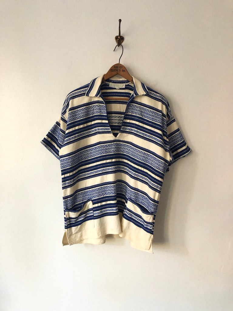 80's Greek Embroidered Striped Sailor Shirt