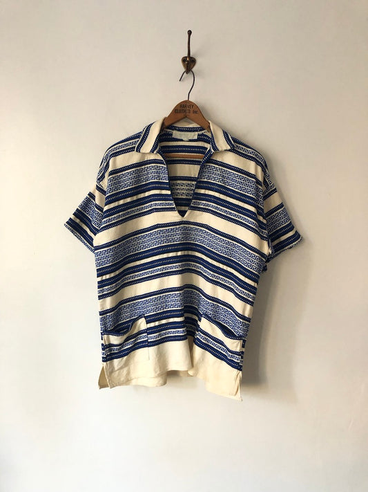 80's Greek Embroidered Striped Sailor Shirt