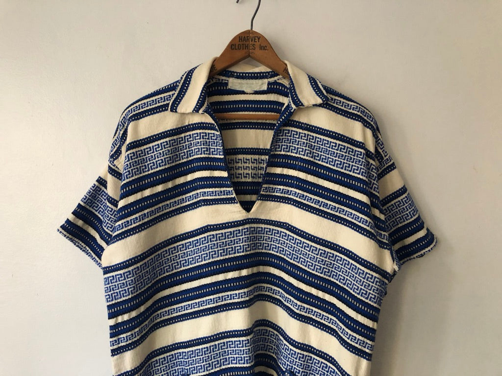 80's Greek Embroidered Striped Sailor Shirt