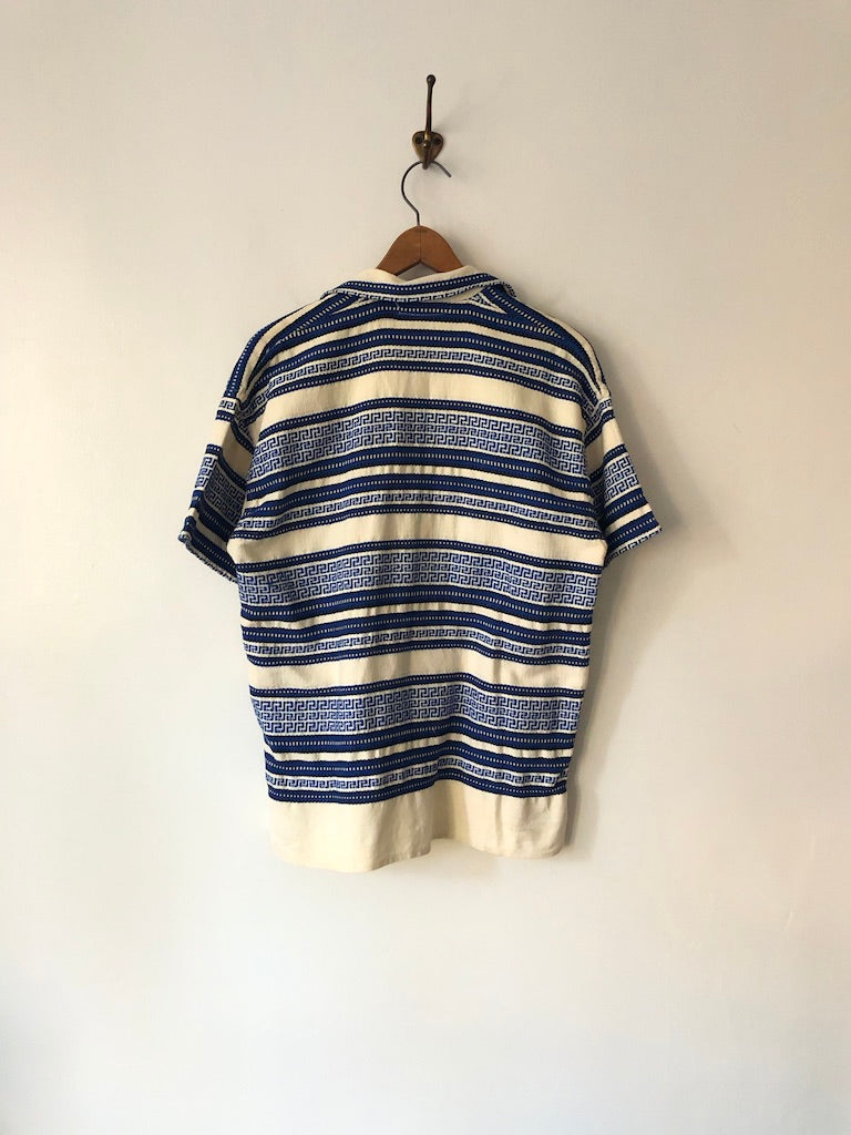 80's Greek Embroidered Striped Sailor Shirt