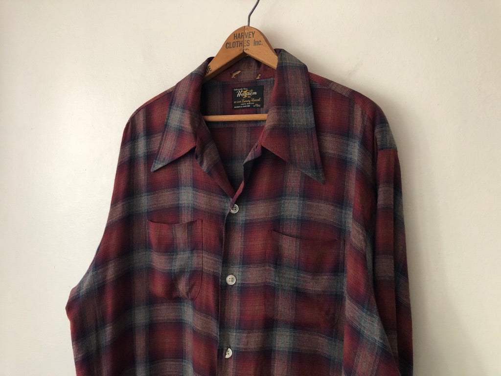 70's Hansom Rayon Shadow Plaid Flannel Shirt