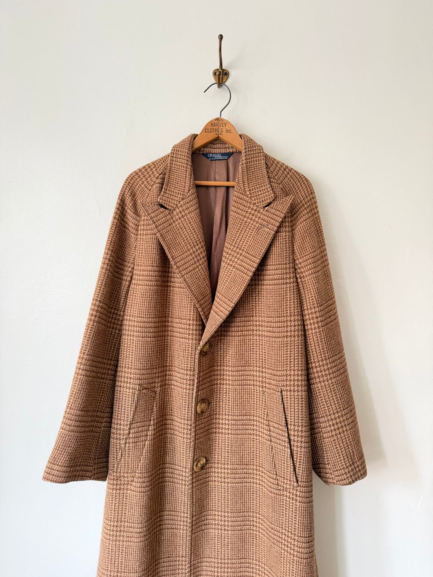 80's Polo Ralph Lauren Glen Check Wool Coat
