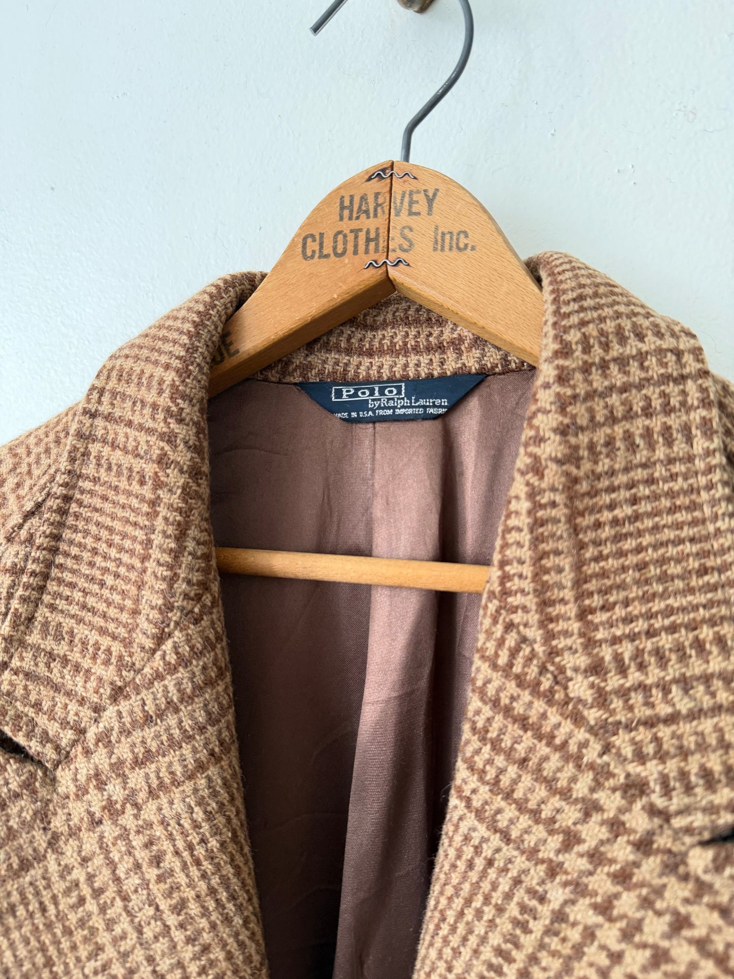 80's Polo Ralph Lauren Glen Check Wool Coat