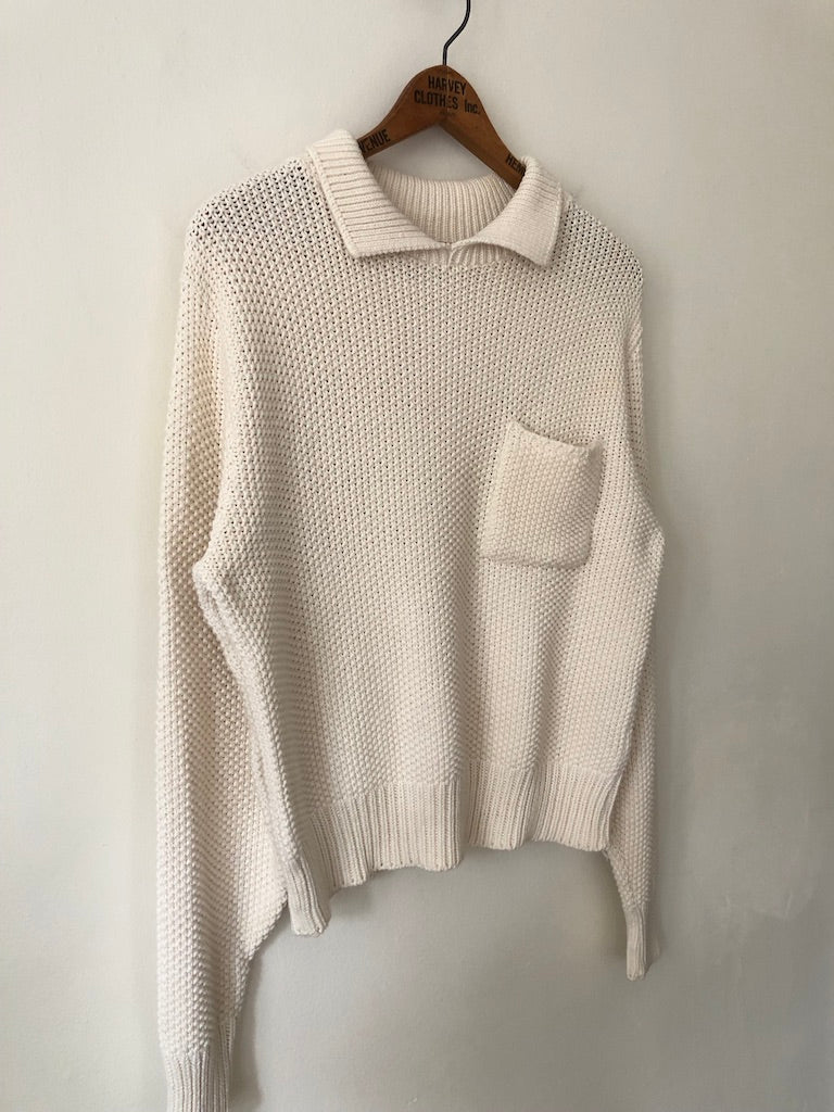 80's L.L. Bean Fisherman Collared Pocket Sweater