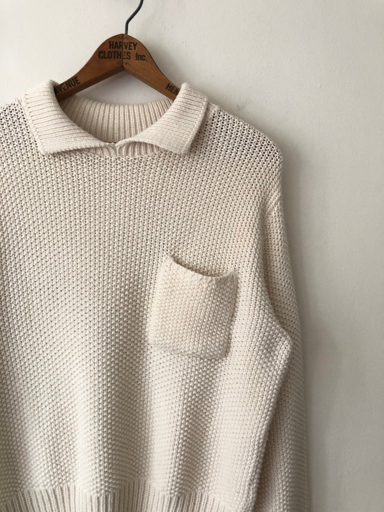 80's L.L. Bean Fisherman Collared Pocket Sweater