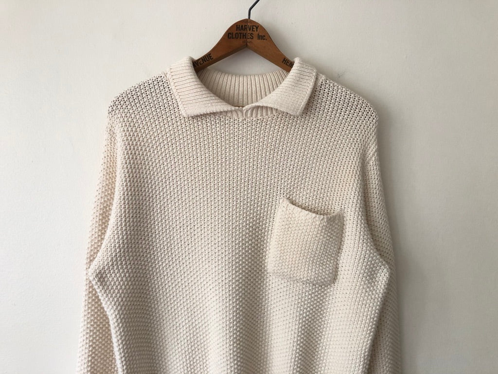 80's L.L. Bean Fisherman Collared Pocket Sweater
