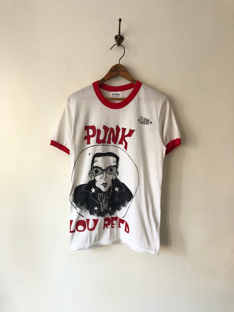 80's Custom Punk Lou Reed Hand Drawn Ringer Shirt