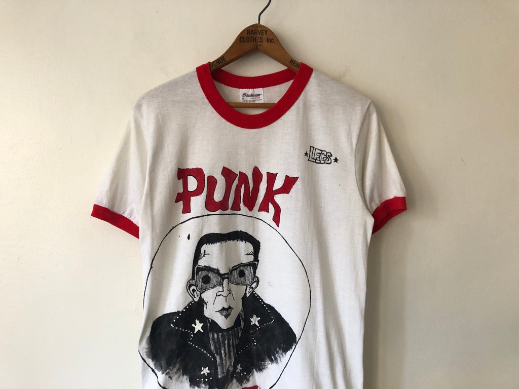 80's Custom Punk Lou Reed Hand Drawn Ringer Shirt