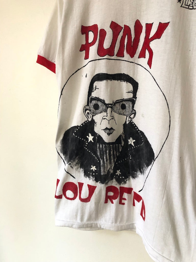 80's Custom Punk Lou Reed Hand Drawn Ringer Shirt