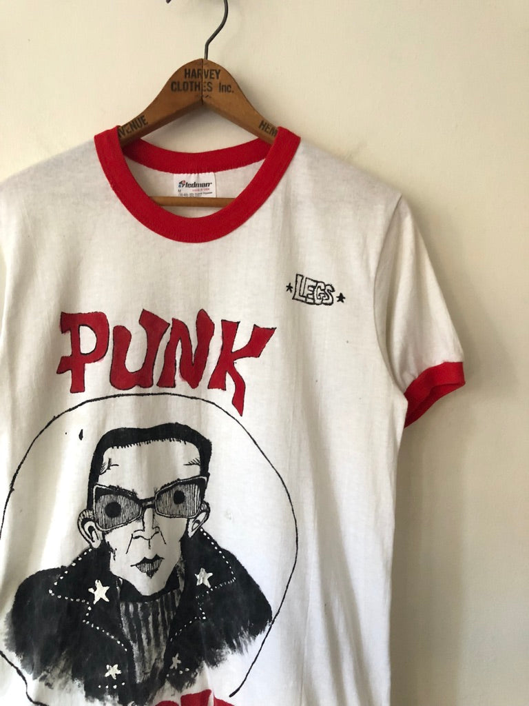 80's Custom Punk Lou Reed Hand Drawn Ringer Shirt