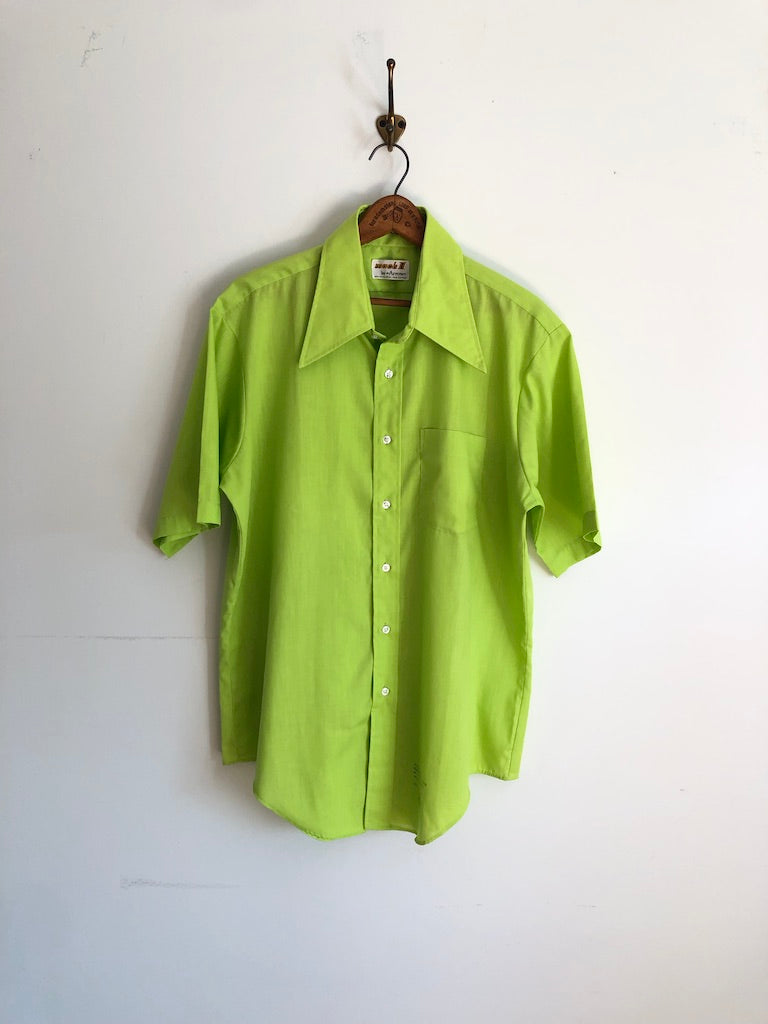 70's Mach II by Arrow Neon Green Dress Shirt