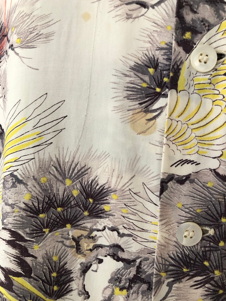 50's Manhattan Crane Print Rayon Hawaiian Shirt