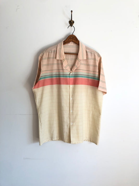 70's Striped Pastel Peach Linen Shirt