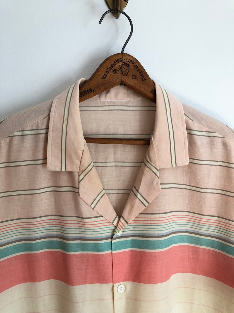 70's Striped Pastel Peach Linen Shirt