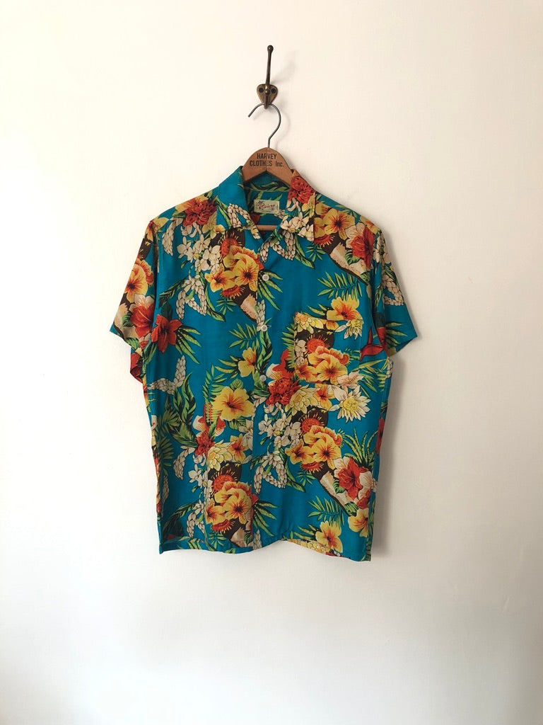 60's Riviera Floral Print Hawaiian Shirt