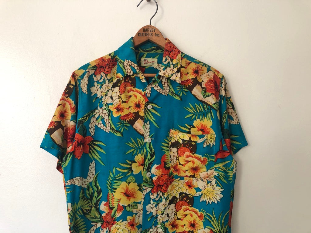 60's Riviera Floral Print Hawaiian Shirt
