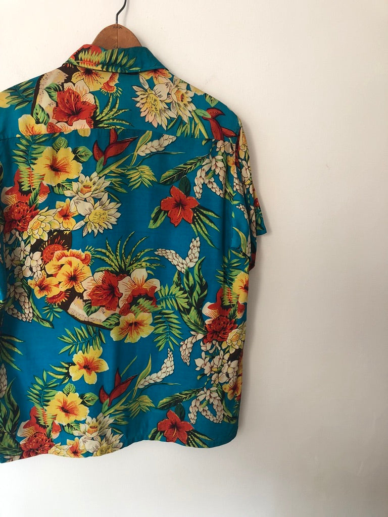 60's Riviera Floral Print Hawaiian Shirt